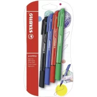 STABILO Fineliner pointMax – Pack of 4 – Ultramarine, Black, Carmine, Green