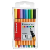 STABILO point 88 Mini - Fineliner - Wallet of 8 (Assorted Colours)