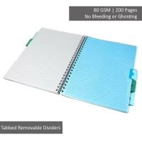 Pukka Pad A4 Size Dark Blue Glee Project Book Notepad Notebook Diary Ruled, 200 pages, Micro Perforated, 80gsm, Spiral Side Bound, Clear Polyprop Cover, Re-Positionable Dividers With Storage Pockets
