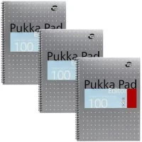 Pukka Pad Notebook Wirebound Editor 80Gsm Ruled and Margin 4 Hole 100 Pages A4 Ref Em003 Pack of 3 – [Office Product]