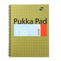 Pukka Pad A4+ Size Single Line Vellum Notebook Diary Ruled 120 pages, Micro Perforated, 80gsm Spiral Wiro Bound, Metallic Print on front, Card Cover, Margin, 4 Hole Punched (VJM/1)