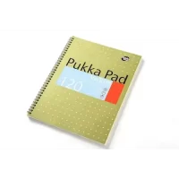 Pukka Pad A4+ Size Single Line Vellum Notebook Diary Ruled 120 pages, Micro Perforated, 80gsm Spiral Wiro Bound, Metallic Print on front, Card Cover, Margin, 4 Hole Punched (VJM/1)