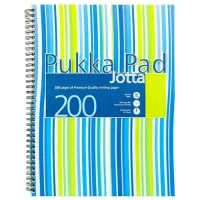 Pukka Pad A4 Size Single Line Blue Stripes Jotta Polyprop Notebook Diary Ruled 200 pages, Micro Perforated, 80gsm Spiral Wiro Bound, Ruled with Margin, 4 Hole Punched, Assorted Coloured Packs