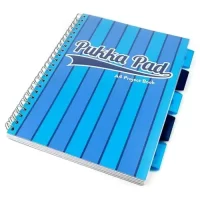Pukka Pad 5 Subject A4+ Size Long Project Notebook Ruled Single Line 200 pages, Micro Perforated, 80gsm Spiral Wiro Bound, 5 Movable Dividers, Blue Polyprop Cover, (8538-VOG-Blue)