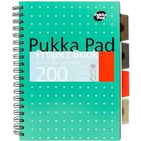 Pukka Pad, 5-Subject B5 Project Book with Repositionable Dividers - 200 Pages of 80GSM Paper with 8mm Lines and Perforated Edges - Metallic Green – 25 x 19cm