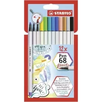 Premium Fibre-Tip Pen – STABILO Pen 68 brush Wallet of 8 Assorted Colours