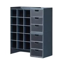 Litem Hive Stack Honeycomb Desk Pen Pencil Stand Organiser with Drawers | Prussian Blue | 2 Stack