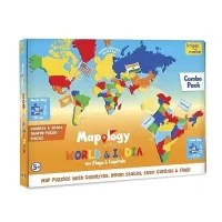 Combo: Map Puzzle of India and World with Capitals and Flags of Countries