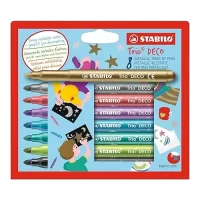 STABILO Trio Deco – Metallic Felt -Tip Pen – Wallet of 8 assorted colours