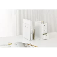 Litem Combo Bookrack White Two-Tier Bookshelf with Divider 3 Drawers Circular Holder for Storing writing Instrument with Removable Divider Stylish Practical & Versatile Desk Organiser