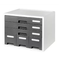 Litem Combo File Cabinet 6 Drawers with Lable Index Grey Desk Organizer Storage Drawers for Office, Home, School Supplies