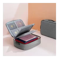 Akraya Secure Grey Multilayer Document Organizer Bag with Lock Portable Storage Solution for Home, Office, and Travel Safeguard Your Certificates & Documents