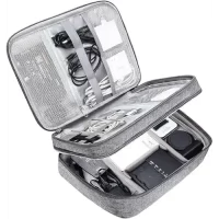 Kedarkantha Double Layer Portable Electronic Organizer Travel Accessories Cable Bag Universal Cord Storage Case Carrying for Charging Cable, Cell Phone, Power Bank,Mini Tablet