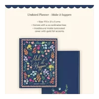 7mm Annual Undated Planner – Make It Happen | Goals & To-dos | Yearly, Weekly and Monthly Planner | Productivity Planner | Financial Planner | 2 Ribbon Bookmarks | 21 X 17.5 cms | Blue