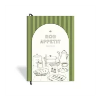 7mm Recipe Journal | Bon Appetit | Make your own Recipe and Cook Book | Kitchen Essential | A5 Size | 4 Sticker sheets | Hardbound and Laminated | 14.8 X 21 cms |Green