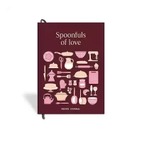 7mm Recipe Journal | Spoonfuls of Love | Make your own Recipe and Cook Book | Kitchen Essential | A5 Size | 4 Sticker sheets | Hardbound and Laminated |14.8 X 21 cms | Maroon