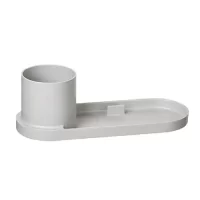 Litem Holder Tray | Cool Grey | Tray with a pencil holder & Mobile stand | Multipurpose Desk Organiser for Bathroom, Kitchen, Makeup Study Table