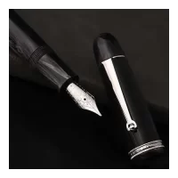 PENLUX Premium Black Fountain Ink Pen Flex Nib | Piston Filling with Metal Piston Alloy | Masterpiece Grande Black Wave | Best for Gifting and Pen Collectors