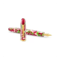PENLUX Fine Gold Plated Stainless Steel Nib Fountain Ink Pen | Piston Filling | 1ml Ink Capacity | Masterpiece Grande Christmas Limited Edition | Ideal for Gifting, Pen Collectors & Enthusiasts