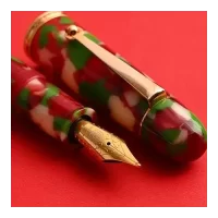 PENLUX Fine Gold Plated Stainless Steel Nib Fountain Ink Pen | Piston Filling | 1ml Ink Capacity | Masterpiece Grande Christmas Limited Edition | Ideal for Gifting, Pen Collectors & Enthusiasts