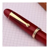 PENLUX Premium Red Fountain Ink Pen Medium Gold Plated SS Nib | Piston Filling | Masterpiece Grande Day Break | PMMA Resin Body | Gift Box | Best for Gifting, Pen Collectors & Pen Enthusiasts
