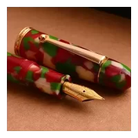 PENLUX Medium Gold Plated Stainless Steel Nib Fountain Ink Pen | Piston Filling | 1ml Ink Capacity | Masterpiece Grande Christmas Limited Edition | Ideal for Gifting, Pen Collectors & Enthusiasts