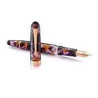 PENLUX Premium Fountain Ink Pen Medium Rose Gold Plated SS Nib | Piston Filling | 1ml Ink Capacity | Best for Gifting, Pen Collectors & Pen Enthusiasts