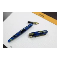 PENLUX Premium Blue Fountain Ink Pen Broad Gold Plated Nib | Piston Filling | 1ml Ink Capacity | Masterpiece Delgado Betta | Luxury Gifting, Pen Collectors and Enthusiasts