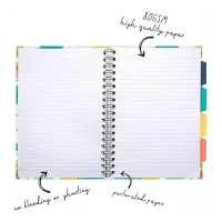 Pukka Pad B5 Size, Navy Floral Love Wash Project Book, 5 Subject Notebook Diary Ruled, 200 Pages, 80gsm, WireBound, Hard Backed Covers, Page Perforation, Dividers with Storage Pockets
