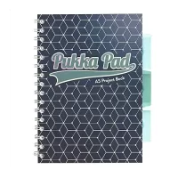 Pukka Pad A5 Size Single Line Project Book Ruled 200 pages, Micro Perforated, 80gsm Spiral Wiro Bound (Silver Twin Wire) Glee Project Book Dark Blue Polyprop Cover