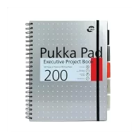 PUKKA PAD Executive Project Book A4, Single Ruled, 200 Pages, 80 GSM - Metallic Silver [Office Product]