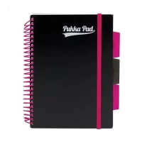 Pukka Pad A5 Size Single Black Line PP Neon Notepad Notebook Diary Ruled, Pink Colour Spiral, 200 pages, Micro Perforated, 80gsm Spiral Side Bound, Black PP Covers, Assorted Coloured Packs