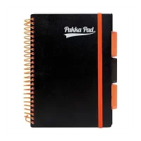 Pukka Pad A5 Size Single Black Line PP Neon Notepad Notebook Diary Ruled, Orange Colour Spiral, 200 pages, Micro Perforated, 80gsm Spiral Side Bound, Black PP Covers, Assorted Coloured Packs
