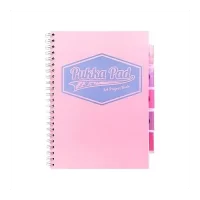 Pukka Pad A4 Size Pastel Pink Project Book, 6 Subject Notebook Diary Ruled 200 pages, Micro Perforated, 80gsm, Wire Bound, Polyprop Covers, Re-positionable Dividers with Storage Pockets