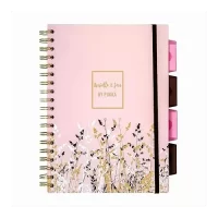 Pukka Pad B5 Size Notebook Pink Rochelle & Jess Project Book, 5 Subject Notebook Notepad Diary Ruled, 200 Pages, 80gsm, Wire Bound, Hard Backed Covers, Page Perforation, Dividers with Storage Pockets
