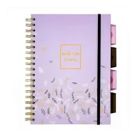 Pukka Pad B5 Size, Purple Rochelle & Jess Project Book, 5 Subject Notebook Notepad Diary Ruled, 200 Pages, 80gsm, Wire Bound, Hard Backed Covers, Page Perforation, Dividers with Storage Pockets