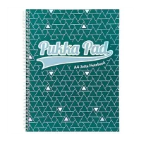 Pukka Pad A4 Size Green Glee Series Jotta Notepad Notebook Diary Ruled with Margin, 200 pages, Micro Perforated, 80gsm, Spiral Silver Twin Wire, Card Cover, 4 Hole Punched (3008-GLE)
