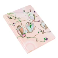 Goldbuch Blank Notebook A5 Size 200 Pages Journal Acid Free Paper 100 Gsm Thread stitching with Bookmark Suitable for Fountain Pen Magnolia ros  – Art Print with Gold Stamping
