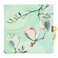 Goldbuch Secret Journal Diary with Lock & Key 96 Pages Blank Notebook 90 gsm |16.5 x 16.5cmMagnolia mint   Art Print with Gold Stamping