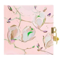 Goldbuch Secret Journal Diary with Lock & Key 96 Pages Blank Notebook 90 gsm |16.5 x 16.5cmMagnolia Rose   Art Print with Gold Stamping