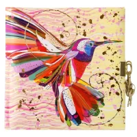 Goldbuch | Secret Diary with Lock | 96 Pages | Blank | 90 gsm |16.5 x 16.5cm | Flower Hummingbird | Notebook For Gifting