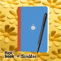 flexbook Smartbook 21 x 29 Ruled Notebook,Blue Eco Paper Cover X Scrikss Carnival 0.7mm Roller Ball Point Pen – Matte Satin Black SS Barrel & Cap | V21 COMBO