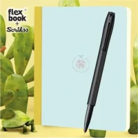 flexbook Smartbook 21 x 29 Ruled Notebook ,Light Blue/Green Eco Paper Cover X Scrikss Carnival 0.7mm Roller Ball Point Pen – Matte Satin Black SS Barrel & Cap | V22 COMBO