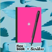 flexbook Smartbook 21 x 29 Ruled Notebook, Pink Eco Paper Cover X Scrikss Carnival 0.7mm Roller Ball Point Pen – Matte Satin Black SS Barrel & Cap | V24 COMBO
