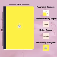 flexbook Smartbook 21 x 29 Ruled Notebook , Yellow Eco Paper Cover X Scrikss Carnival 0.7mm Roller Ball Point Pen – Matte Satin Black SS Barrel & Cap | V25 COMBO
