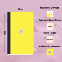 flexbook Smartbook 13 x 21 Ruled Notebook , Yellow Eco Paper Cover X Scrikss Carnival 0.7mm Roller Ball Point Pen – Matte Satin Black SS Barrel & Cap | V30 COMBO