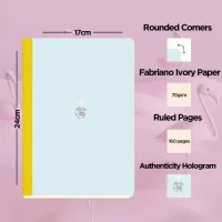 Flexbook Smartbook Series Light Blue Ruled Note book with Yellow Closure X Scrikss Carnival 0.7mm Roller Ball Point Pen – Matte Satin Black SS Barrel & Cap | V32 COMBO
