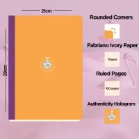 flexbook Smartbook 21 x 29 Ruled Notebook, Orange Eco Paper Cover X Scrikss Carnival 0.7mm Roller Ball Point Pen – Matte Satin Black SS Barrel & Cap | V23 COMBO