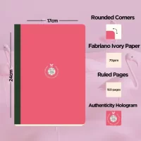 Flexbook Smartbook Series Pink Ruled Note book with Green Closure X Scrikss Carnival 0.7mm Roller Ball Point Pen – Matte Satin Black SS Barrel & Cap | V34 COMBO