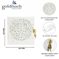 Goldbuch Secret Journal Diary with Lock & Key 96 Pages Blank Notebook |Scrikss Ball Point Pen Chrome Plated Brass Body Gold Plated Trims Twist Mechanism Noble 35 Series|SV4 COMBO